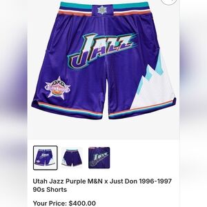 Mitchell And Ness X Just Don Utah Jazz '96-'97 All Star Weekend Shorts MSRP $400